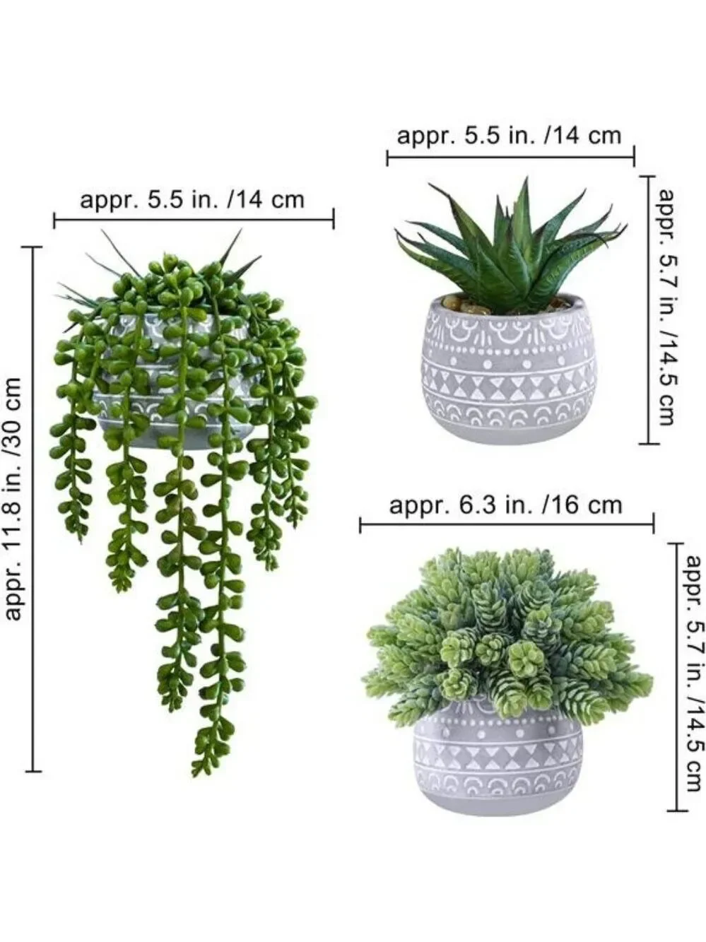 artificial succulent potted plants faux greenery for home office 3 set small